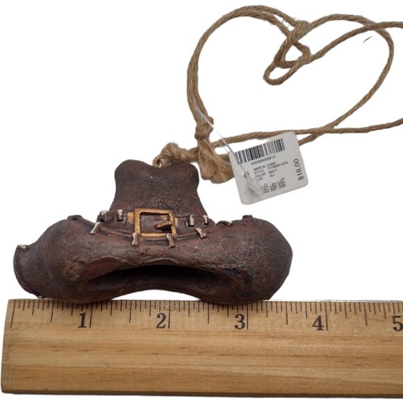 Vintage Brown Cowboy Hat Christmas Ornament Buckle Old Hillbilly Western 3" - Picture 5 of 8